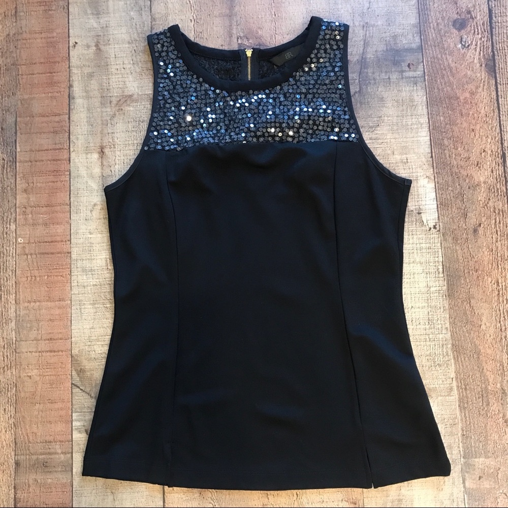 Banana Republic Black Sleeveless Top Sequined